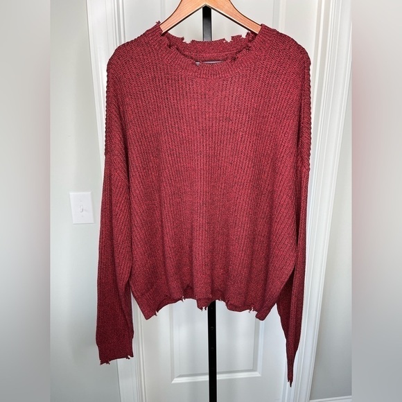 Pistola Eva Distressed Cotton Crew Neck Pullover, Cherry Black Marl, XL, NWT - Picture 5 of 12